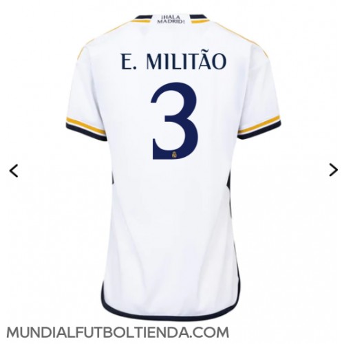 Camiseta Real Madrid Eder Militao #3 Primera Equipación Replica 2023-24 para mujer mangas cortas
